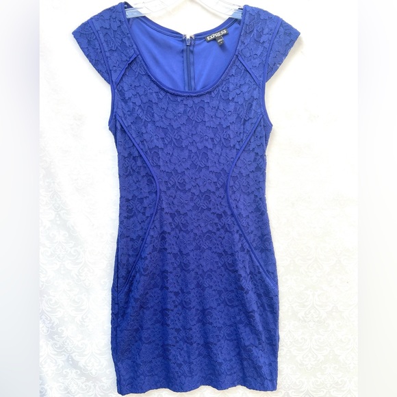 Express Dresses Express Womens Dress Size 4 Indigo Lace Overlay